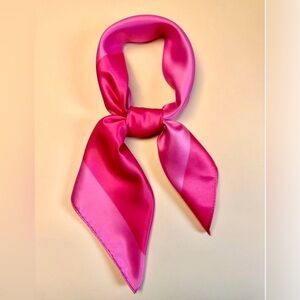 NEW! Hot Peony Pink Dual Tone Colorblock Silky Satin Square Scarf